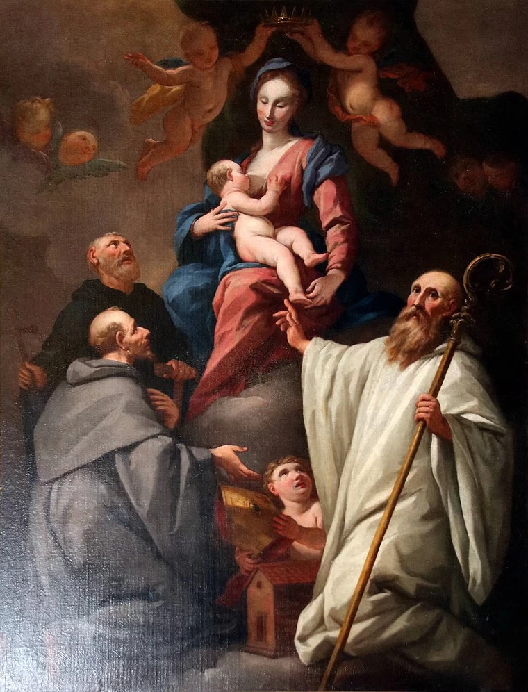 Incoronazione della Vergine con Gesù Bambino alla presenza dei santi Francesco e Romualdo e del beato Torello - oratorio della Madonna del Morbo (Poppi)